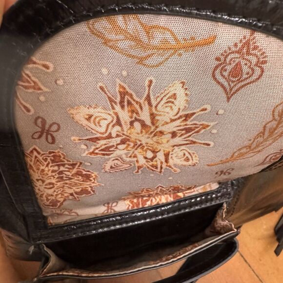 HOBO Crossfire Black Leather Crossbody Messenger Bag Shoulder Bag Boho 90s Y2K - Picture 12 of 14